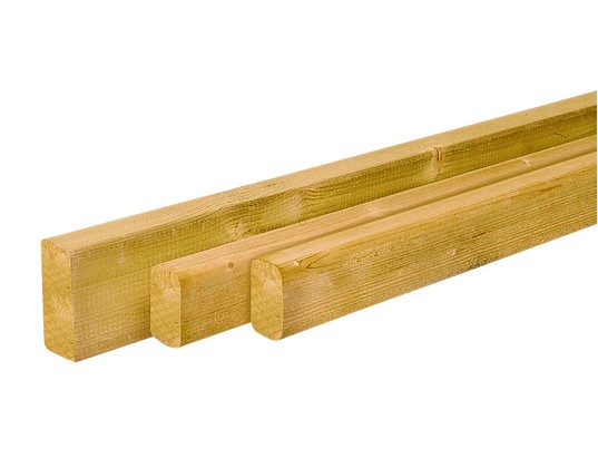 Scandinavisch vuren geschaafde regel 4,5 x 7,0 x 300 cm, groen geïmpregneerd.*