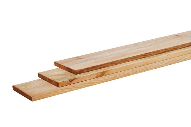 Grenen geschaafde plank 1,7 x 14 x 300 cm, groen geïmpregneerd.*
