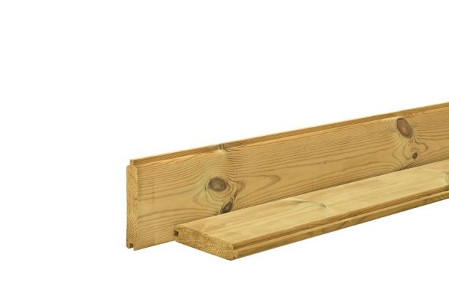 Grenen profielplank 2,8 x 14,5 x 200 cm, groen geïmpregneerd.*