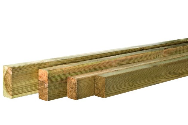 Grenen geschaafde regel 1,9 x 7,0 x 180 cm, groen geïmpregneerd.*