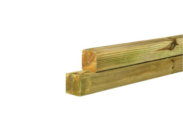 Grenen geschaafde paal 6,8 x 6,8 x 400 cm, zonder diamantkop, groen geïmpregneerd.*