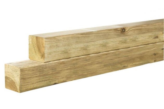 Grenen geschaafde paal 8,8 x 8,8 x 180 cm, zonder diamantkop, groen geïmpregneerd.*