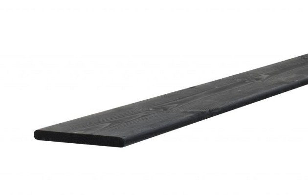 Grenen geschaafde plank 1,5 x 14 x 179,5 cm, geïmpregneerd en zwart gedompeld.*