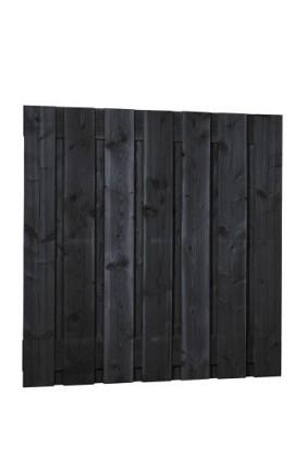 Douglas fijnbezaagd plankenscherm 15-planks 19 mm, 180 x 180 cm, zwart gedompeld.*