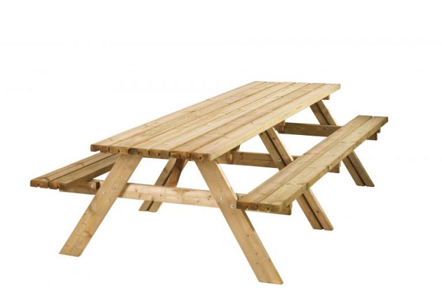 Picknicktafel Lange Jan, 40 mm dik, bladmaat 300 x 70 cm, groen geïmpregneerd.*