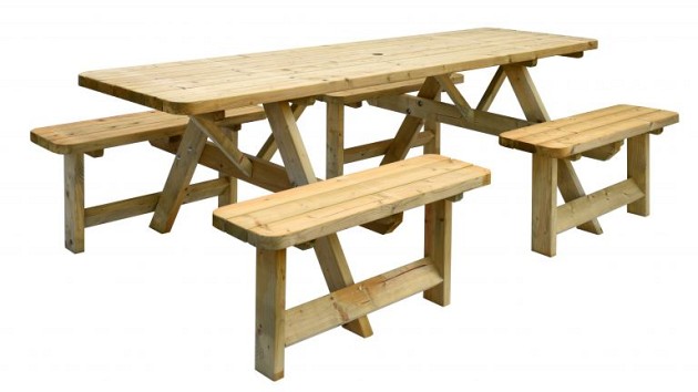 Picknicktafel Family, bladmaat 70 x 240 cm, groen geïmpregneerd.*