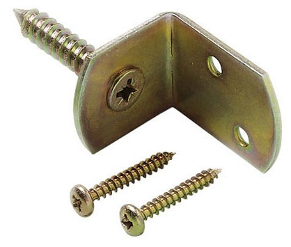 L-beslag inclusief schroeven, 4 stuks op kaart, geel verzinkt.*