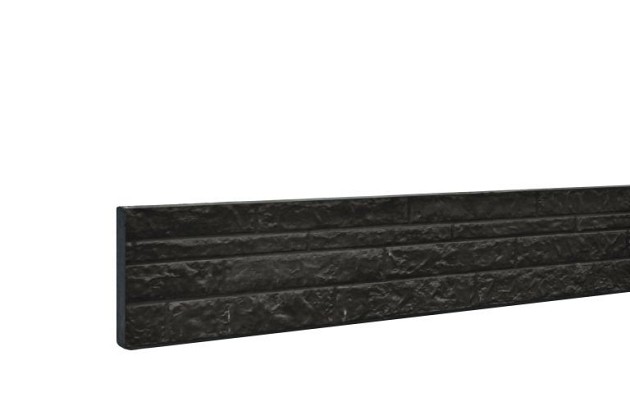 Betonplaat dubbelzijdig rotsmotief 36 x 3,5 x 184 cm, antraciet gecoat.*
