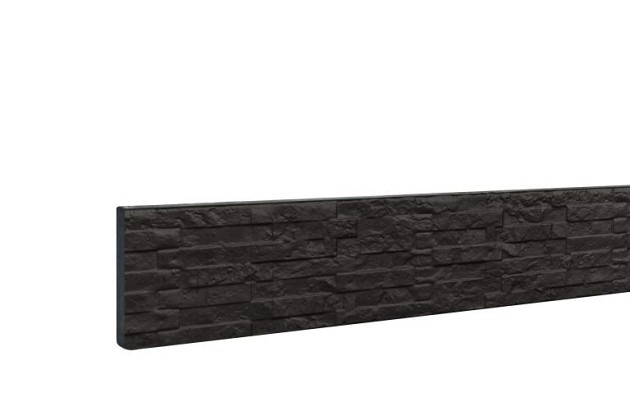 Betonplaat dubbelzijdig leisteenmotief 36 x 3,5 x 184 cm, antraciet gecoat.*