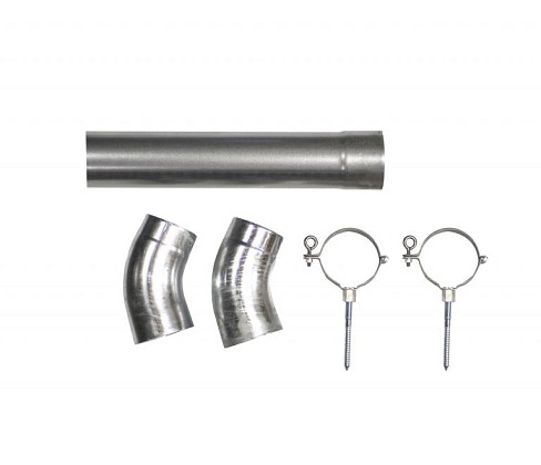 ++Hemelwaterafvoer verzinkt Ø 8 cm, 275 cm lang. Incl. 2 klemmen, 2 bochten en bevestigingsmateriale