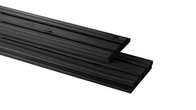 Vuren geschaafd triple profiel 2,2 X 14 X 300 cm, zwart gedompeld.*