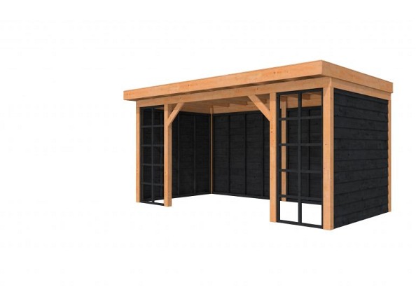 Douglasvision buitenverblijf Comfort Compleet 500 X 270 cm, kleurloos geïmpregneerd, wanden zwart ge