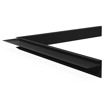 Aluminium daktrim binnenhoek, 4,5 x 4,5 x 40 cm, zwart RAL 9005.*
