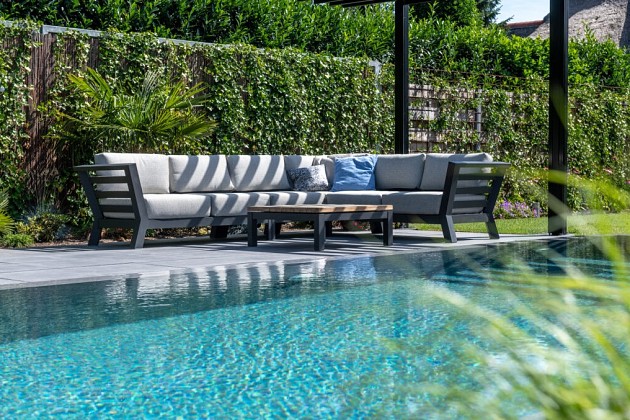 4 Seasons Outdoor Meteoro modulaire 2-zits loungebank armleuning links incl. 4 kussens - Antraciet O