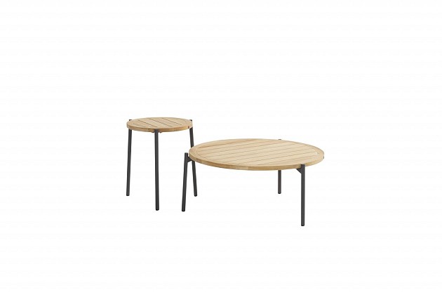 4 Seasons Outdoor Bijzettafels Antraciet Teak 90 cm (H40)