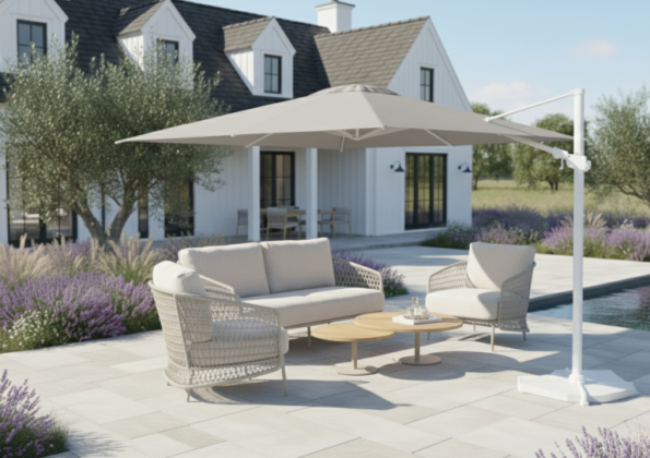 4 Seasons Outdoor Siësta Premium 300 x 300 wit met grijs doek