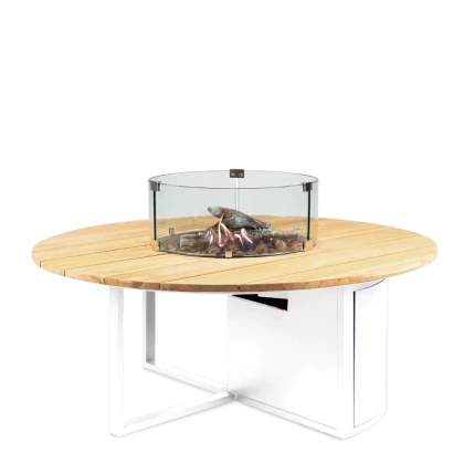Cosiloft 120 round white frame / teak top