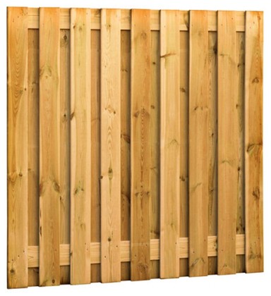 ++ Grenen geschaafd plankenscherm 19-planks 15 mm, 180 x 180 cm, verticaal recht, groen geïmpregneer