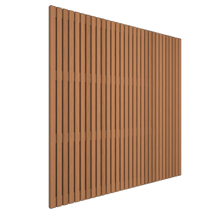 ++ Thermovision Ayous Elan geschaafd latten scherm, recht horizontaal/verticaal, 180 x 180 cm.