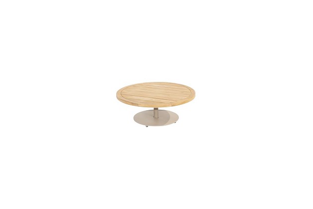 4 Seasons Outdoor Volta teak bijzettafel centrale poot latte 80 cm. Ø (H 30)