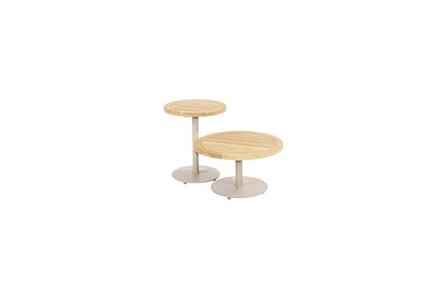 4 Seasons Outdoor Volta teak bijzettafel centrale poot latte 60 cm. Ø (H 35) OP=OP