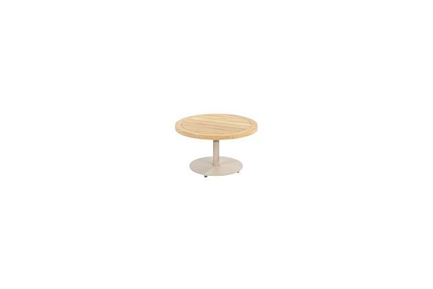 Volta teak bijzettafel centrale poot latte 60 cm. Ø (H 35) OP=OP | 4 Seasons Outdoor