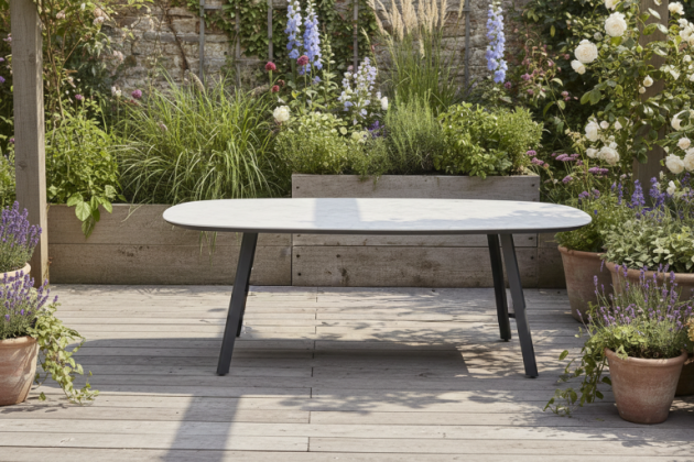Taste by 4 Seasons Outdoor Manolo tuintafel antraciet met geprint keramiek tafelblad 240 x 103 cm.
