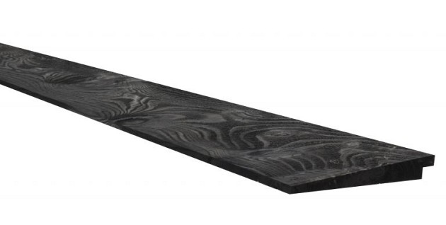 Vuren Zweeds rabat 1 zijde geschaafd, 1 zijde fijnbezaagd, 1,1-2,7 x 19,5 x 300 cm, zwart gespoten*
