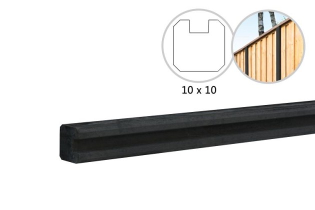 Betonpaal glad met vellingkant, v.z.v. sleuf, 10 x 10 x 270 cm, antraciet, ongecoat, eindpaal.*