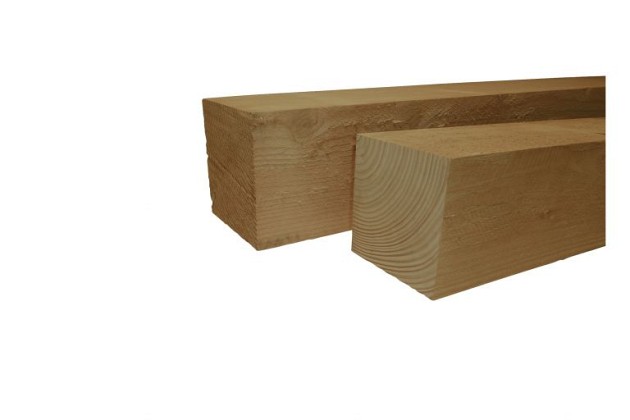 Douglas fijnbezaagde paal 15 x 15 x 400 cm, groen geïmpregneerd.*