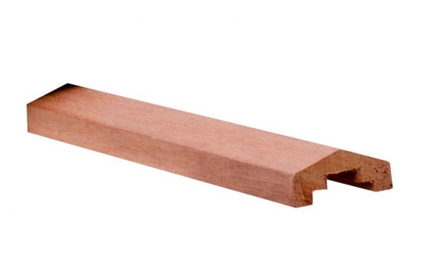 Hardhouten geschaafde afdekkap met sponning (4,9 x 1 cm) 7 x 3,5 x 180 cm.*