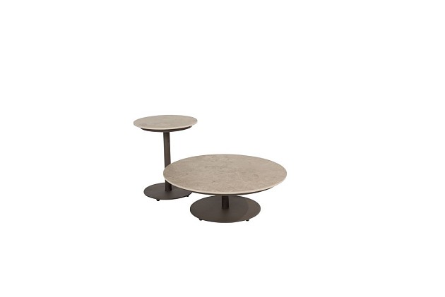 4 Seasons Outdoor Boaz bijzettafel met keramisch tafelblad centrale poot terre 80 cm. Ø (H 30)
