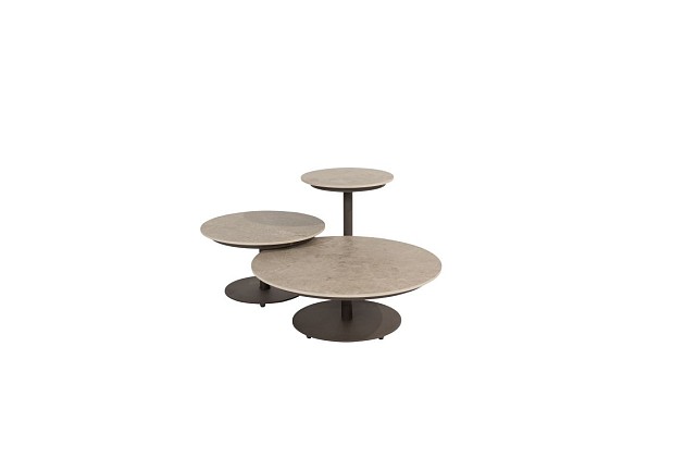 4 Seasons Outdoor Boaz bijzettafel met keramisch tafelblad centrale poot terre 60 cm. Ø (H 35)