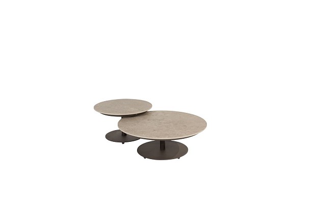 4 Seasons Outdoor Boaz bijzettafel met keramisch tafelblad centrale poot terre 60 cm. Ø (H 35)