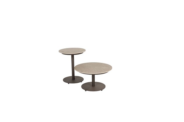 4 Seasons Outdoor Boaz bijzettafel met keramisch tafelblad centrale poot terre 60 cm. Ø (H 35)