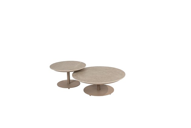 4 Seasons Outdoor Boaz bijzettafel met keramisch tafelblad centrale poot latte 80 cm. Ø (H 30)