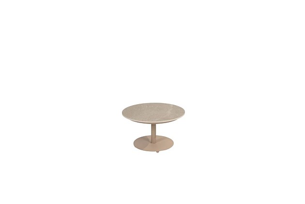 Boaz bijzettafel met keramisch tafelblad centrale poot latte 60 cm. Ø (H 35) | 4 Seasons Outdoor