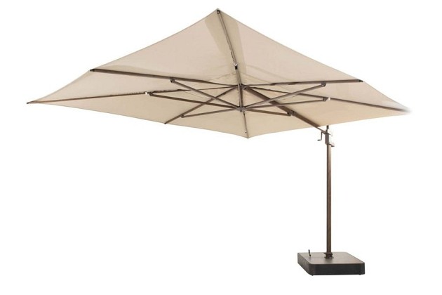 4 Seasons Outdoor Finca zweefparasol 400 x 300 cm. zand met woodlook frame