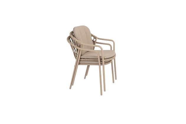 Taste by 4 Seasons Outdoor Manitoba stapelbare tuinstoel latte incl. 2 kussens