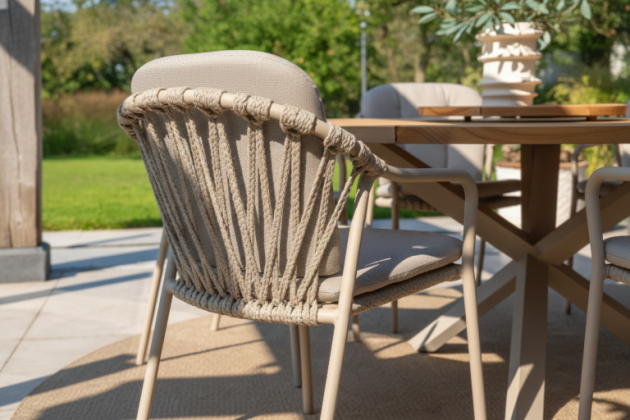 Taste by 4 Seasons Outdoor Manitoba stapelbare tuinstoel latte incl. 2 kussens