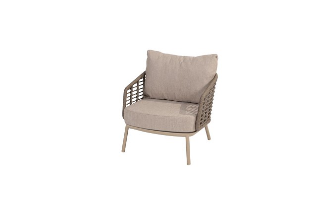 Taste by 4 Seasons Outdoor Puglia loungeset 3-zits loungebank met twee loungestoelen Latte OP=OP