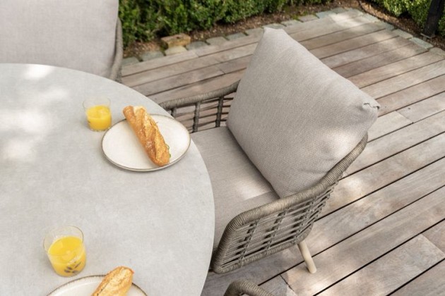 Taste by 4 Seasons Outdoor Donato tuintafel 160 cm. Ø latte met geprint keramiek tafelblad OP=OP