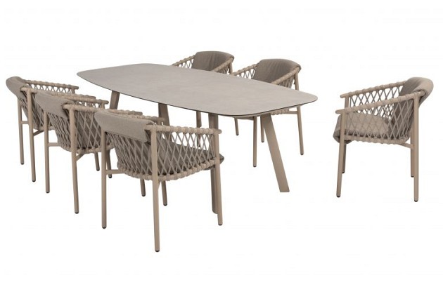 4 Seasons Outdoor Allora dining set latte met Manolo eettafel 240x103cm