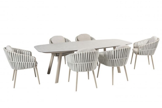 Taste by 4 Seasons Outdoor Eva dining set met Manolo eettafel ovaal latte 240x103cm