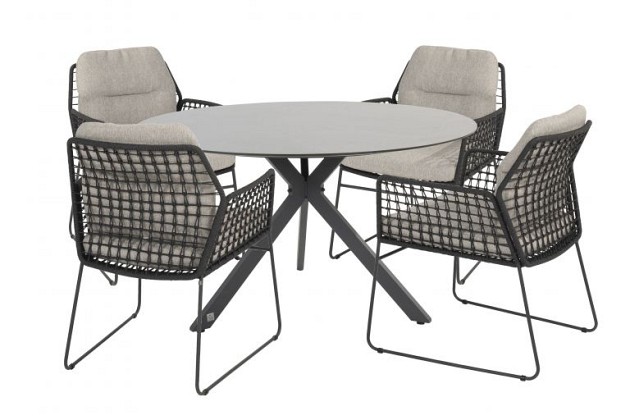 Taste by 4 Seasons Outdoor Rhodos dining set met Locarno eettafel antraciet 130cm - Niet meer leverb