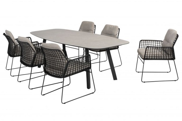 Taste by 4 Seasons Outdoor Rhodos dining set met Manolo eettafel antraciet 240x103cm - Niet meer lev