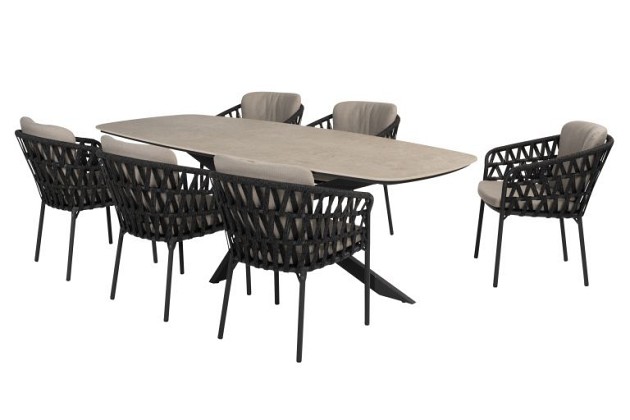 Taste by 4 Seasons Outdoor Albareto dining set met Prado eettafel 240x105cm (Anthraciet) OP=OP