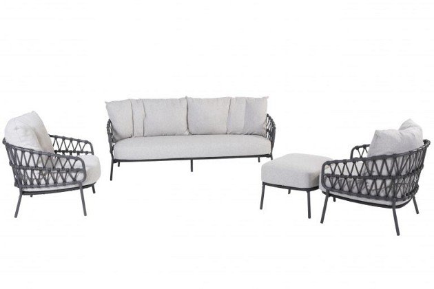 4 Seasons Outdoor Calpi loungeset met voetenbank (zonder tafel) - Niet meer leverbaar