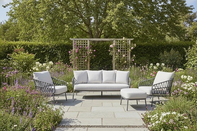 4 Seasons Outdoor Calpi loungeset met voetenbank (zonder tafel) - Niet meer leverbaar