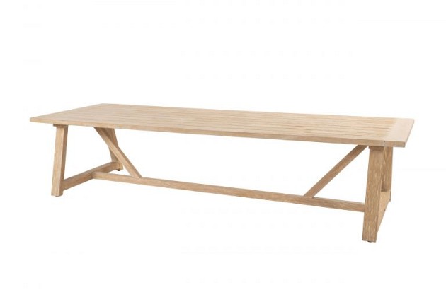 4 Seasons Outdoor Calpi low dining set met Noah brushed teak eettafel 300x100cm OP=OP